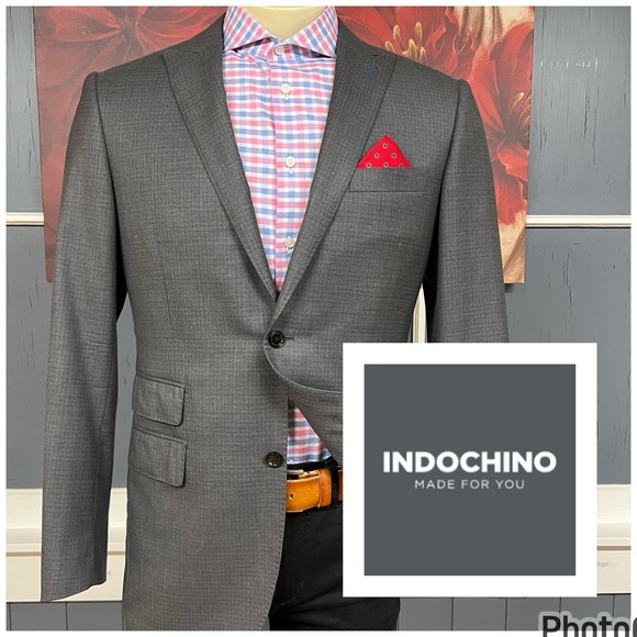 Indochino Suit Top Jacket Blazer Bespoke Mens 42R Slim‎ Fit Wool Working Cuffs - Picture 1 of 14